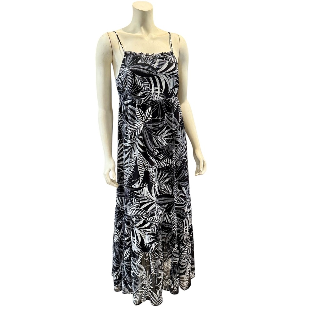 Banana Republic Chiffon Tropical Palm Leaf Maxi Sundress